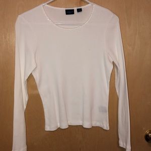 Westbound embellished collar LS thermal knit shirt